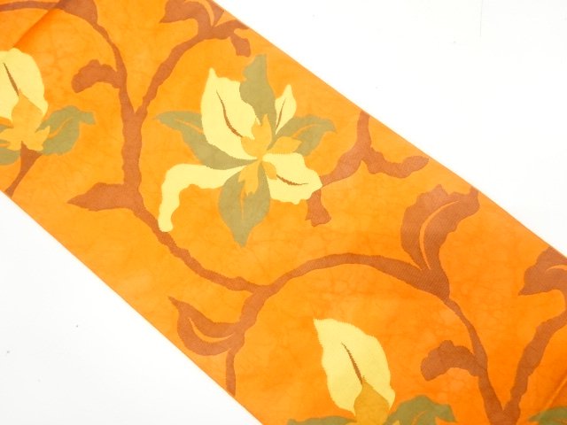 JAPANESE NAGOYA OBI / UNUSED / WOVEN ABSTRACT BRANCH FLOWER